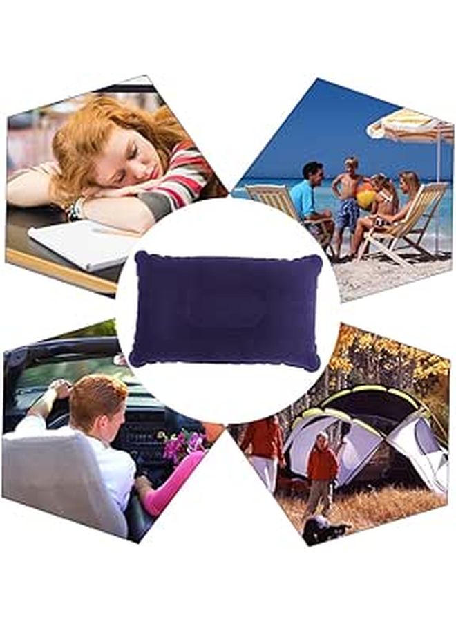 2 Pack Portable Inflatable Neck Pillow Flocking PVC for Travel Camping Car Sleep Support - Image 1