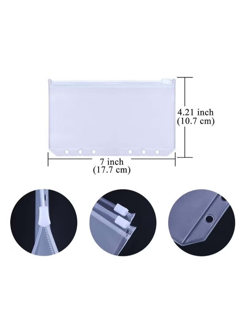 Binder Pockets A6 Size 6 Holes Zipper Folders for 6-Ring Notebook Loose Leaf Bags Waterproof PVC Pouch Document Filing Cash Budget Envelopes 15Pcs - Image 2