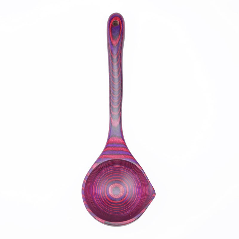 Cokka Praca Pakkawood Deep Soup Ladles with Spout | 9.6 inch Big Soup Ladle for Cooking | Wooden Spoons for Cooking | Wood Kitchen Utensil | Byzantium - Image 1