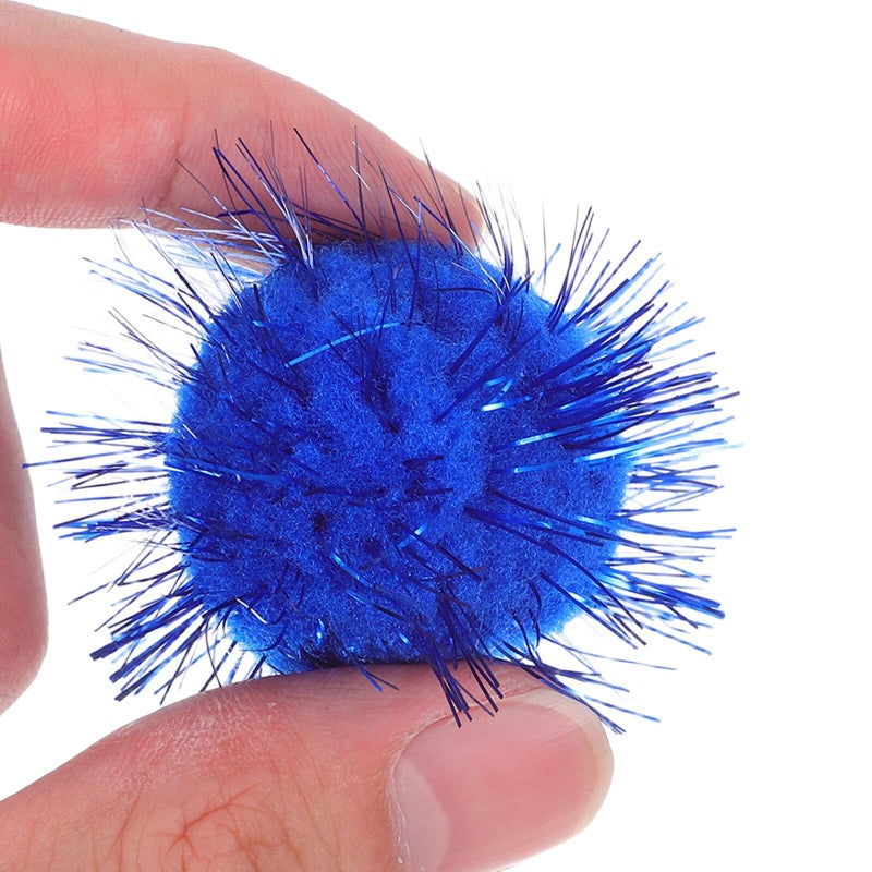 60 Pcs Sparkle Cat Pom Poms Balls Set Interactive Play Kitten Toys for Indoor Exercise Crinkle Spring Fun Noisemaking - Image 5