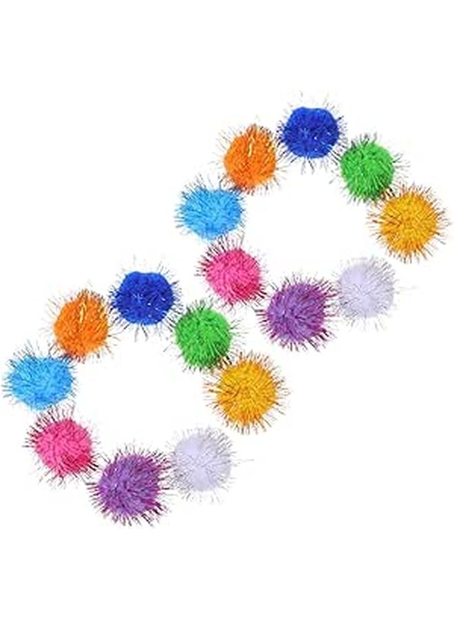 60 Pcs Sparkle Cat Pom Poms Balls Set Interactive Play Kitten Toys for Indoor Exercise Crinkle Spring Fun Noisemaking - Image 1