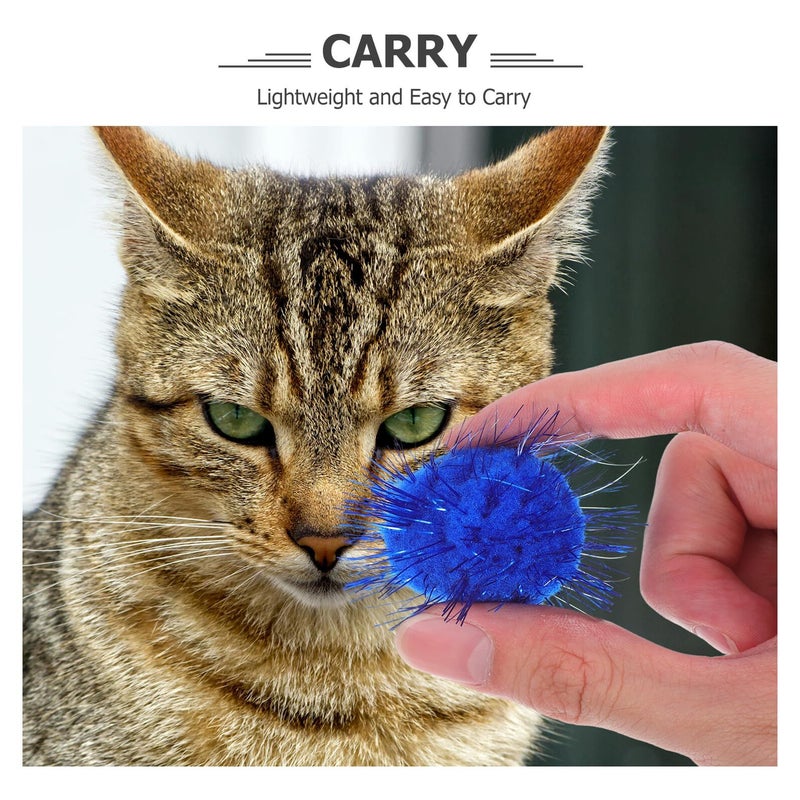 60 Pcs Sparkle Cat Pom Poms Balls Set Interactive Play Kitten Toys for Indoor Exercise Crinkle Spring Fun Noisemaking - Image 4