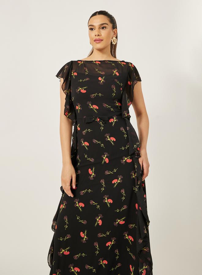 Styli Floral Ruffle Maxi Dress  - Image 3