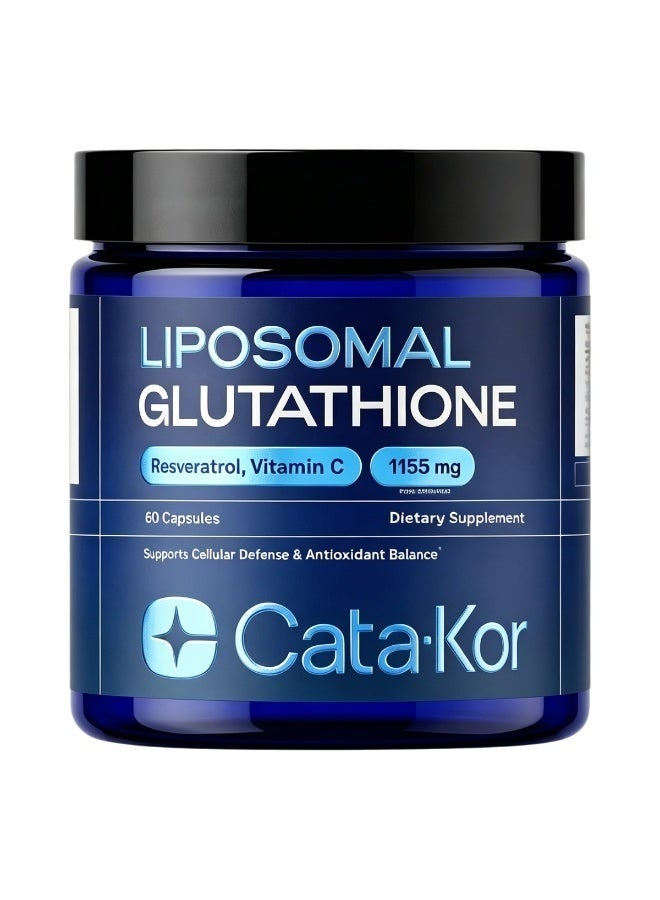 Cata-Kor Liposomal Glutathione – Ultra High Absorption with Resveratrol, Vitamin C, Selenium & Vitamin B2 (60 Count (Pack of 1)) - Image 1