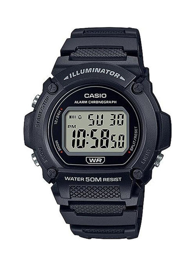 ساعة يد رقمية بسوار من الراتينج طراز W-219H-1AVDF - 48 مم - أسود رجال