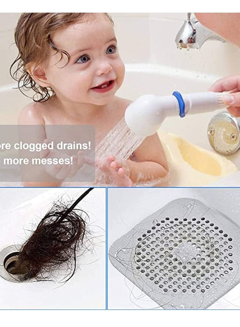 Drain Hair Catcher 2 Packs, Shower/ Bathtub Cover, Silicone for Shower, Square Stopper Tub, Kitchen, Bathroom Gray/ White - Image 3