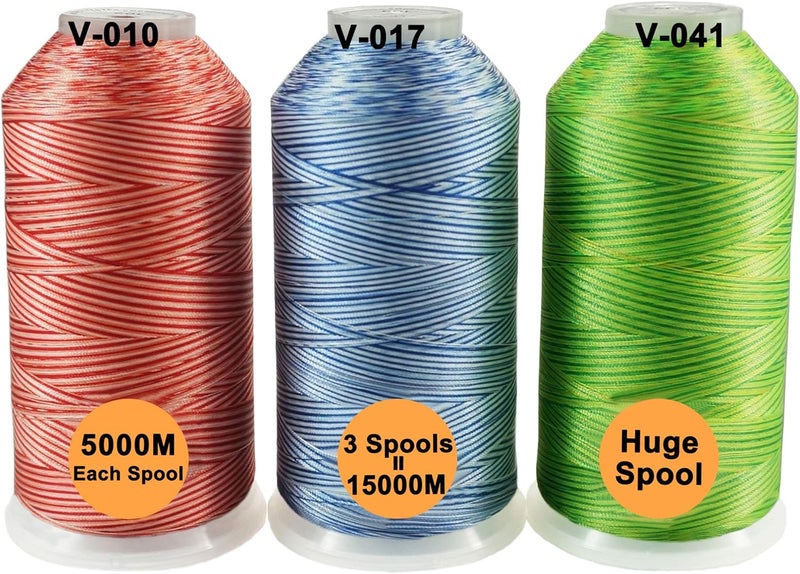 New brothreads - 40 Options- Various Assorted Color Packs of Polyester Embroidery Machine Thread Huge Spool 5000M for All Embroidery Machines -Variegated Colors 2 - Image 1