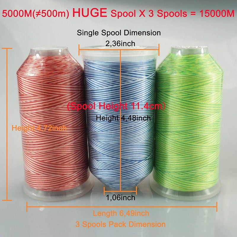 New brothreads - 40 Options- Various Assorted Color Packs of Polyester Embroidery Machine Thread Huge Spool 5000M for All Embroidery Machines -Variegated Colors 2 - Image 2