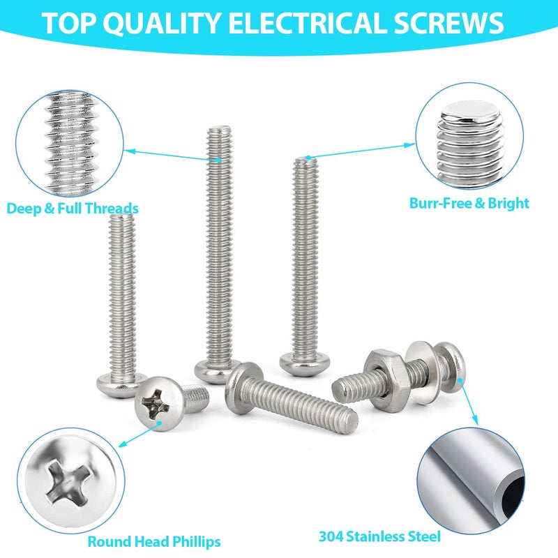 SpzcdZa 240 Pieces #4-40 Phillips Pan Head Machine Screws Nuts Assortment Kit, Coarse Thread, Fully Machine Threaded, 304 Stainless Steel - Image 5