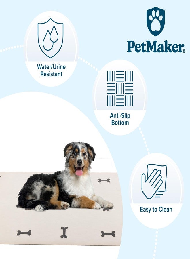 بت مايكر سجادة للكلاب للطعام والماء، ووسادة للقفص، وواقي للأرضية - وسادة كبيرة جدًا من إسفنج الذاكرة PVC مقاس 55 بوصة × 28 بوصة مع قاعدة مانعة للانزلاق - سجادة أرضية للكلاب مقاومة للبقع والخدوش والماء من PETMAKER (Dog Bones) - Image 3