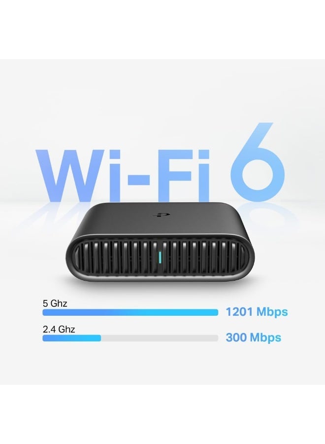 TP-LINK TL-WR1502X Portable WiFi 6 Router - AX1500Mbps Mini Travel Router with Gigabit Ports and USB Connectivity black - Image 3