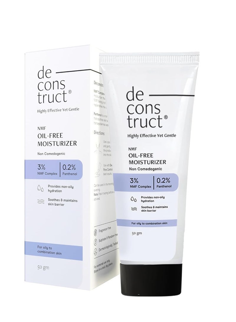 Deconstruct Oil-Free Moisturizer For Oily Skin | 3% NMF Complex + 0.2% Panthenol | Lightweight Gel Moisturizer | For Oily to Combination Skin | 50gm - Image 1