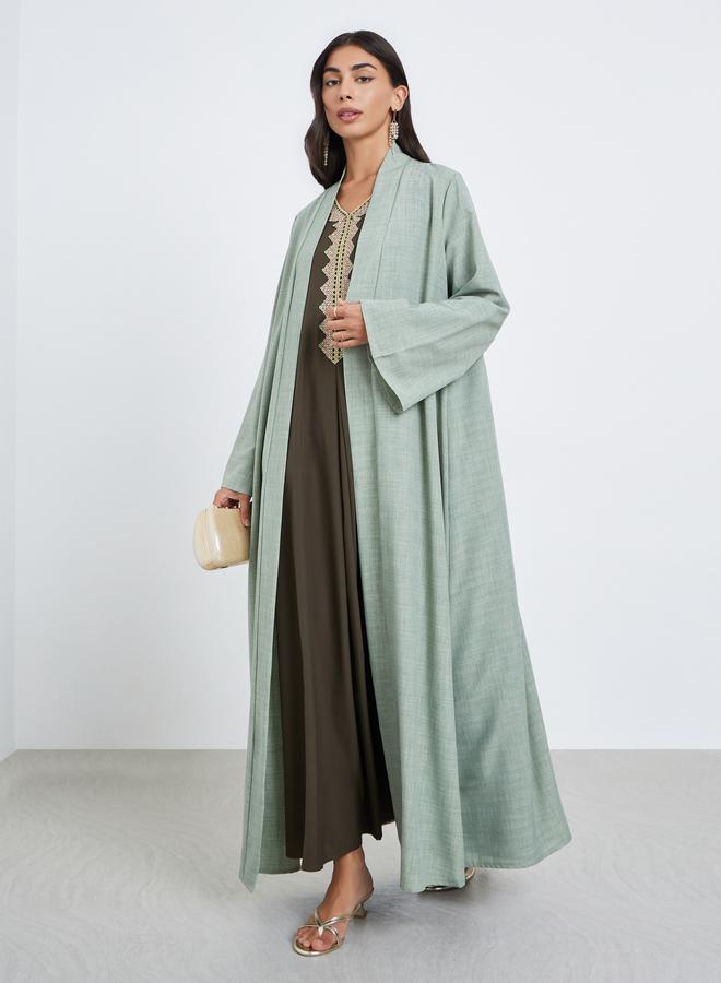 Amirah Green Open Front Abaya - Image 1