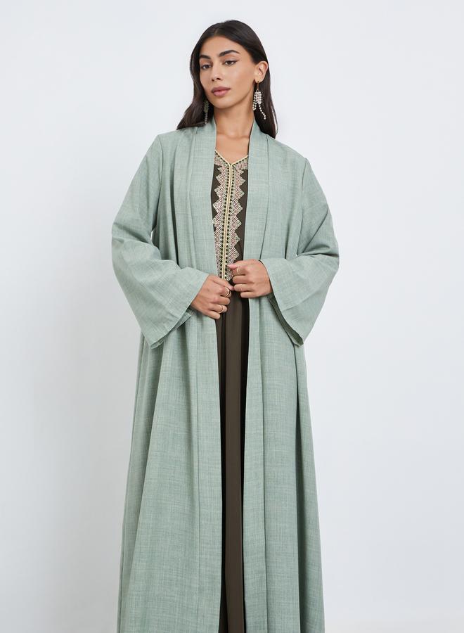Amirah Green Open Front Abaya - Image 2