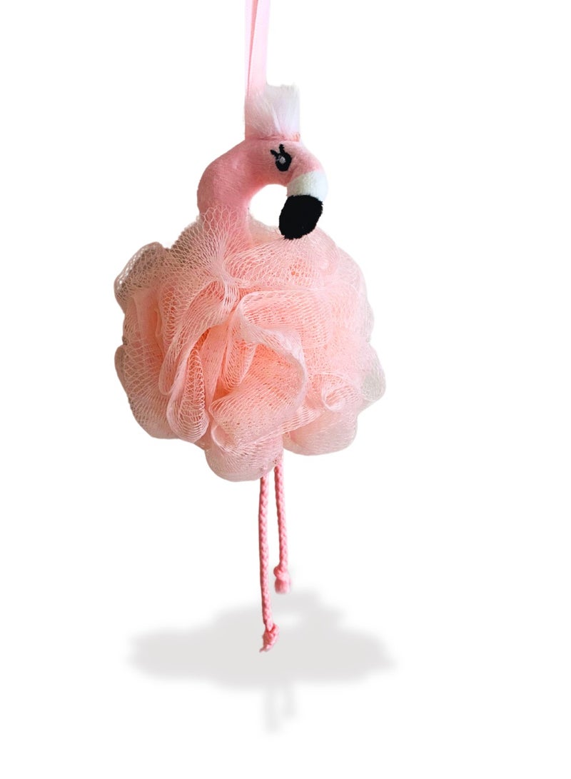 ELLY - Baby Pink Flamingo Sponge Loofah Scrubber Body Washing - Image 1