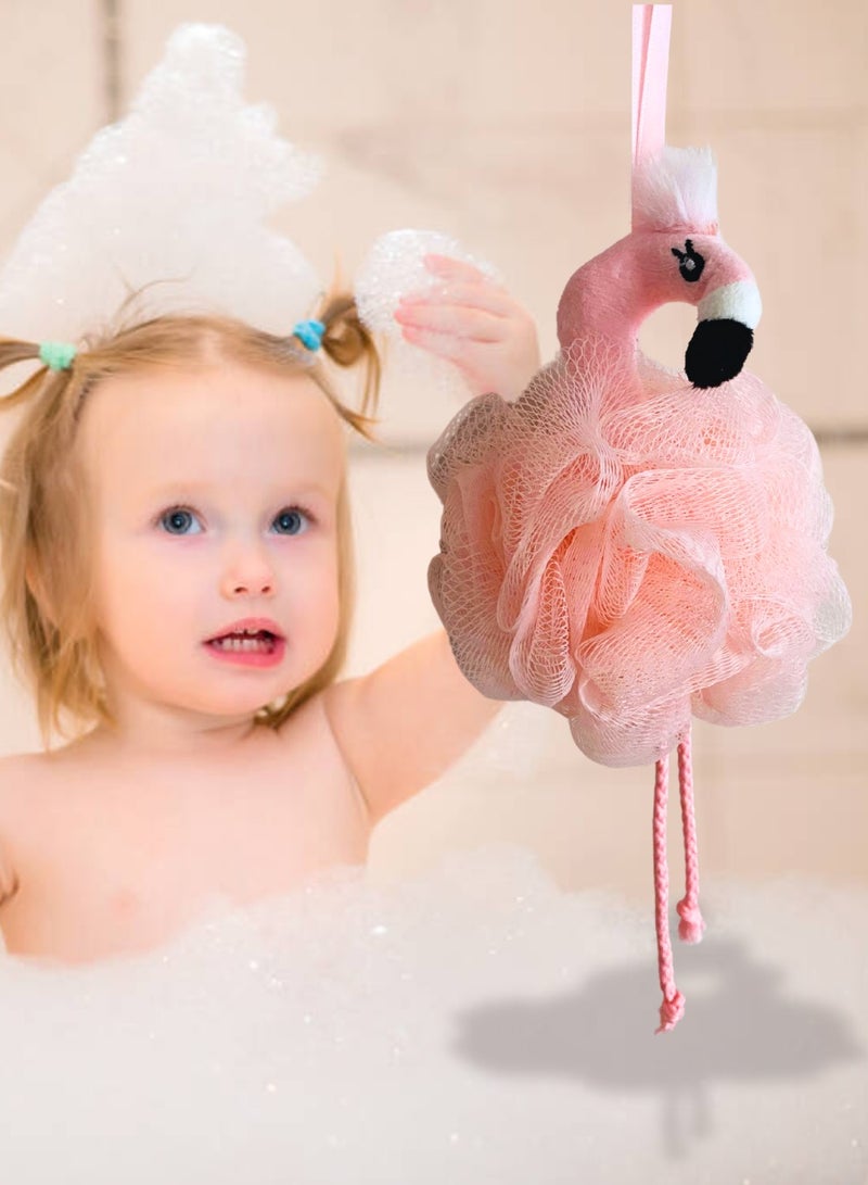 ELLY - Baby Pink Flamingo Sponge Loofah Scrubber Body Washing - Image 3