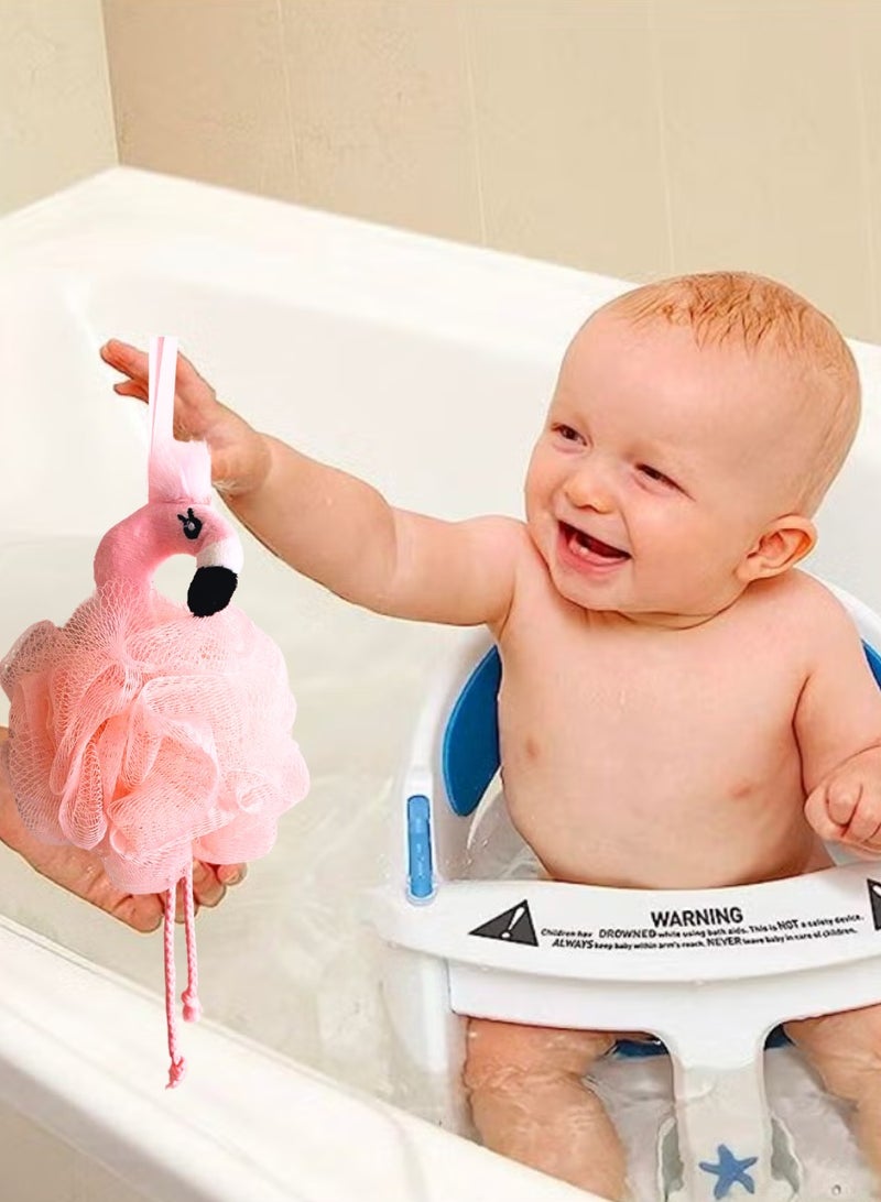 ELLY - Baby Pink Flamingo Sponge Loofah Scrubber Body Washing - Image 4