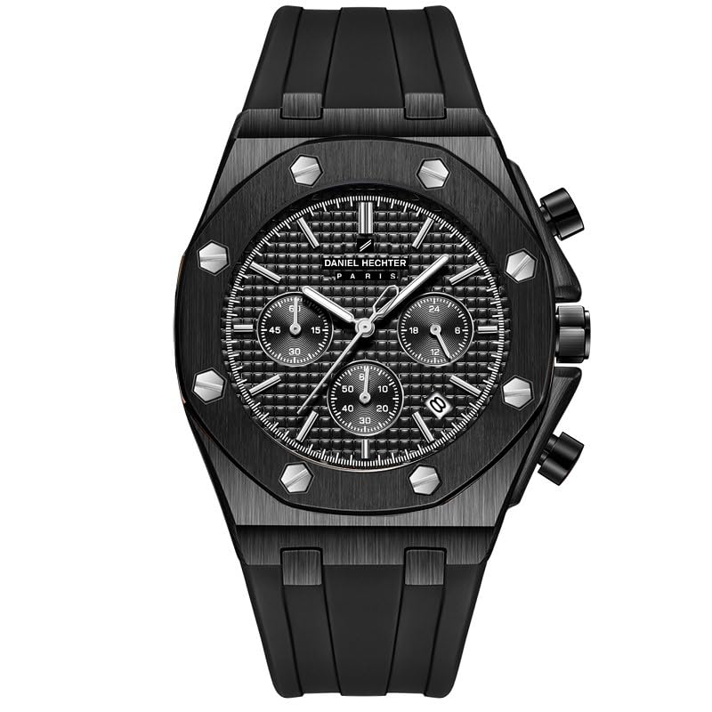 Daniel Hechter Paris Tuileries Collection Multifunctional Watch for Men with Textured Octagone Dial and Silicon Strap-DHM1005 - Image 1