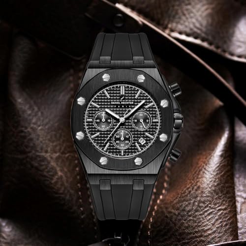 Daniel Hechter Paris Tuileries Collection Multifunctional Watch for Men with Textured Octagone Dial and Silicon Strap-DHM1005 - Image 3