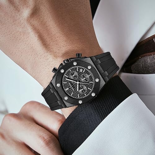Daniel Hechter Paris Tuileries Collection Multifunctional Watch for Men with Textured Octagone Dial and Silicon Strap-DHM1005 - Image 4