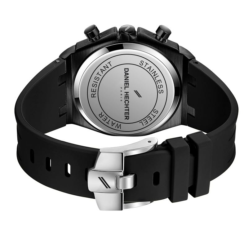 Daniel Hechter Paris Tuileries Collection Multifunctional Watch for Men with Textured Octagone Dial and Silicon Strap-DHM1005 - Image 5