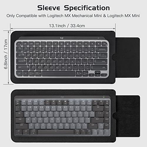 LEZE Protective Keyboard Sleeve Case for Logitech MX Keys Mini Minimalist & MX Mechanical Mini Wireless Illuminated Keyboard, Logitech MX Mini PU Sleeve Bag Case, Black - Image 2
