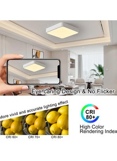 Ganeed 15.7Inch 36W Square LED Ceiling Light Fixtures Flush Mount, 3000K Warm White LED Ceiling Lamp, Slim Flat Panel Surface Mount Modern Ceiling Lighting for Bedroom Kitchen Stairways  - Image 4