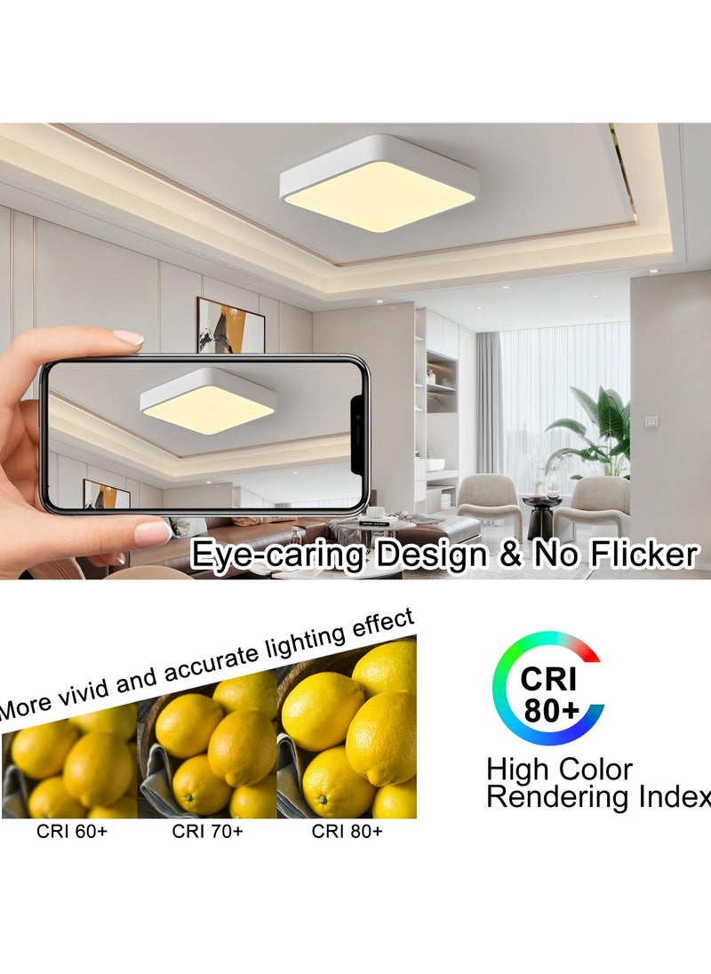 Ganeed 15.7Inch 36W Square LED Ceiling Light Fixtures Flush Mount, 3000K Warm White LED Ceiling Lamp, Slim Flat Panel Surface Mount Modern Ceiling Lighting for Bedroom Kitchen Stairways  - Image 4