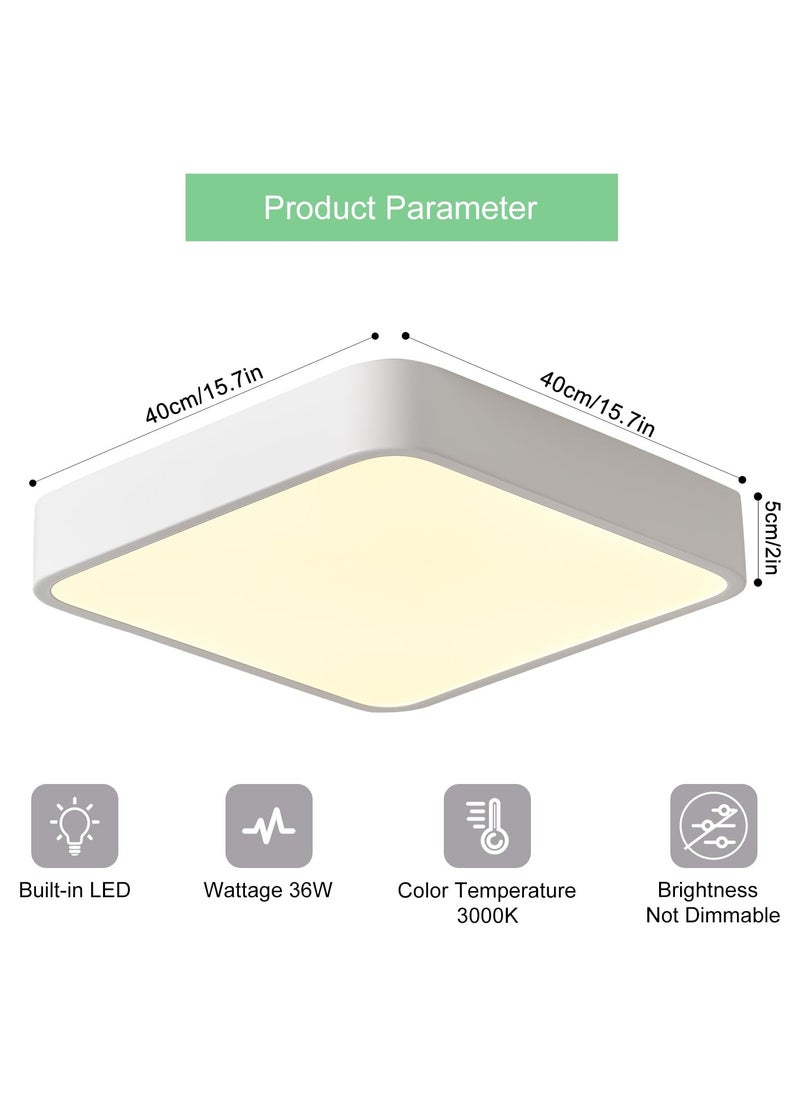 15.7Inch 36W Square LED Ceiling Light Fixtures Flush Mount, 3000K Warm White LED Ceiling Lamp, Slim Flat Panel Surface Mount Modern Ceiling Lighting for Bedroom Kitchen Stairways - pzsku/Z152FE6FF48E40306F395Z/45/_/1732265416/9ab8b6a8-9af0-4477-9489-97d31620daf9