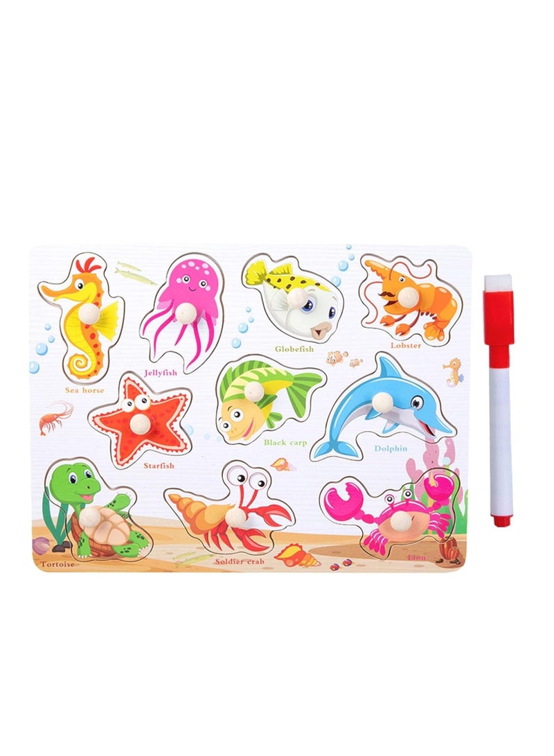 Fish Shape Puzzles Wooden Board Toys for Kid Toddlers Boy Girls - Image 2