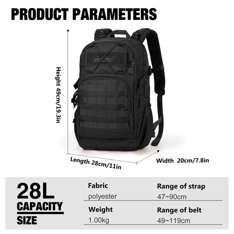 Mardingtop Military Tactical Backpack for Men 28L Molle Rucksack Army Backpack EDC Daypack for Hiking,Travel,Camping, Hunting - Image 2