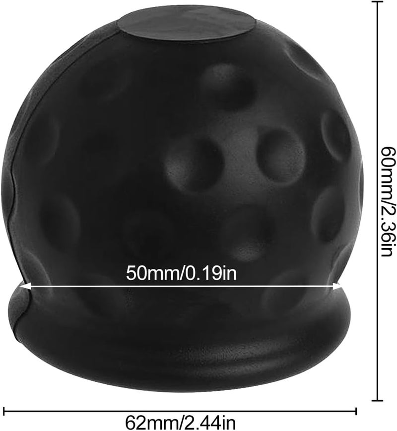 Rumyve 1-Piece Trailer Hitch Ball Cover - Abrasion-Resistant and Dust-Proof - Soft Rubber Tow Bar Cover 50mm (Black) - Image 2