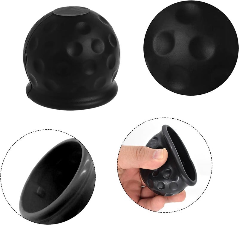 Rumyve 1-Piece Trailer Hitch Ball Cover - Abrasion-Resistant and Dust-Proof - Soft Rubber Tow Bar Cover 50mm (Black) - Image 3