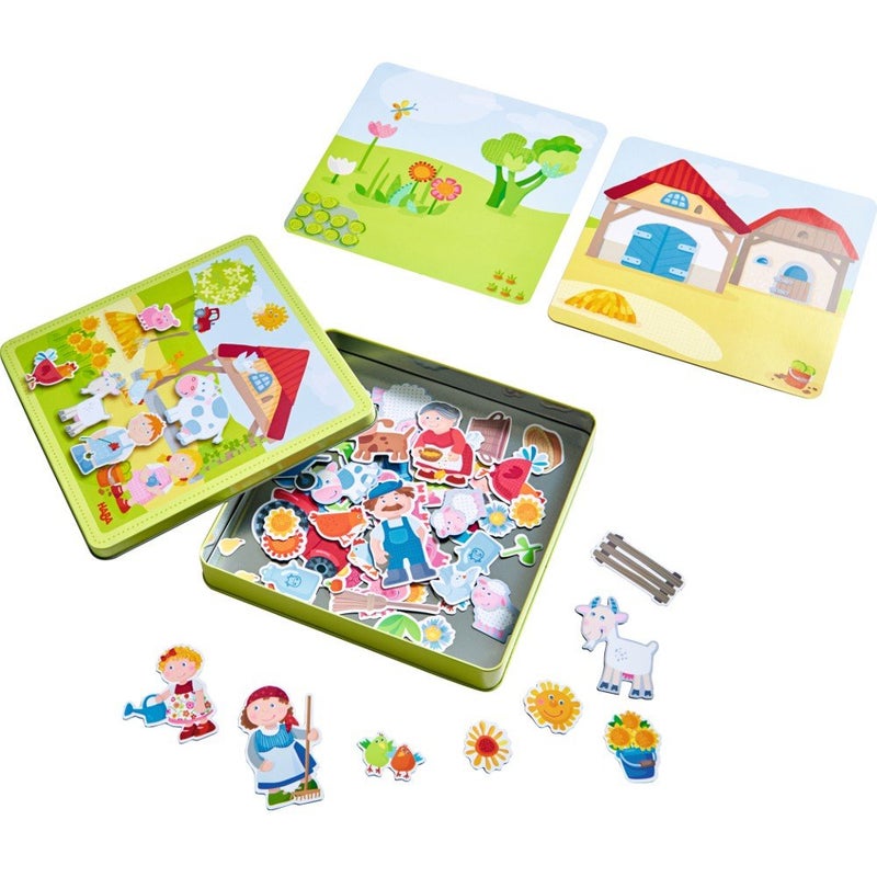 HABA Peter and Pauline Farm Animal Magnetic Activity Set, Toddler Busy Board & Toddler Car Activities with 4 Background Scenes for Travel & Learning Fun for Ages 3+ - Image 3