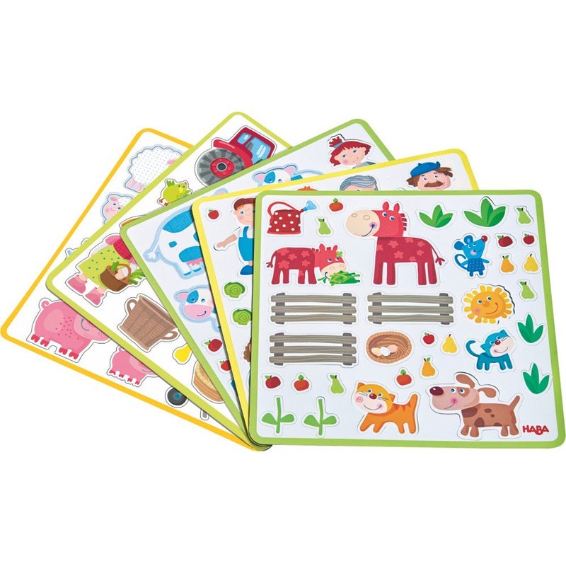 HABA Peter and Pauline Farm Animal Magnetic Activity Set, Toddler Busy Board & Toddler Car Activities with 4 Background Scenes for Travel & Learning Fun for Ages 3+ - Image 2