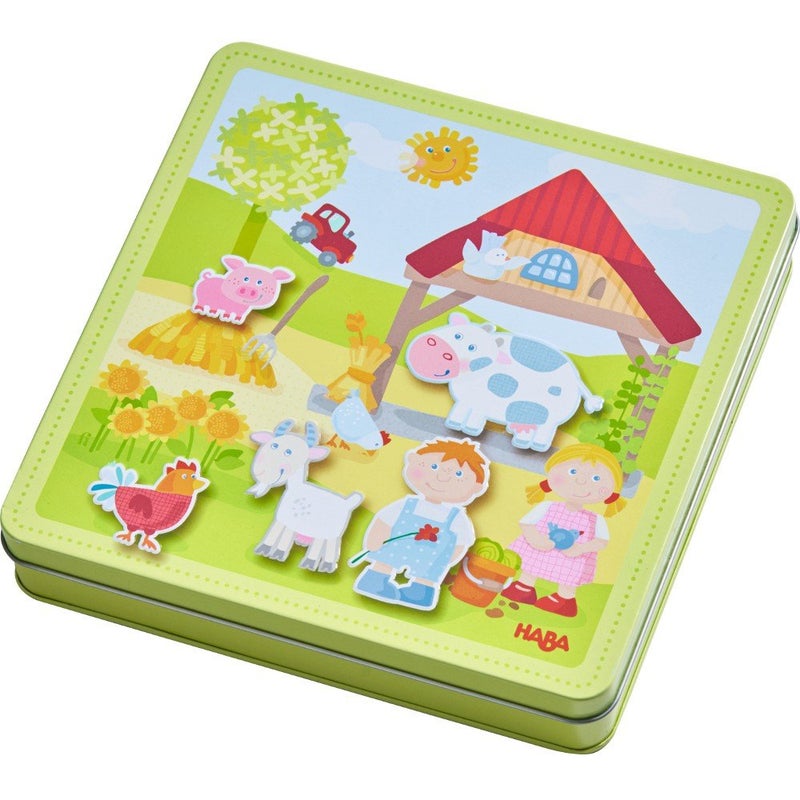 HABA Peter and Pauline Farm Animal Magnetic Activity Set, Toddler Busy Board & Toddler Car Activities with 4 Background Scenes for Travel & Learning Fun for Ages 3+ - Image 1