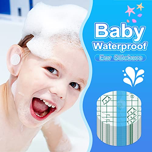 Teling 300 Pcs Disposable Baby Ear Covers for Swimming Waterproof Baby Shower Ear Covers for Bath Protector Newborn Stickers Cotton Ball Bath for Kids Swimming Surfing Snorkeling Water Sport(Blue) - Image 4