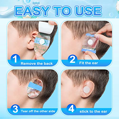 Teling 300 Pcs Disposable Baby Ear Covers for Swimming Waterproof Baby Shower Ear Covers for Bath Protector Newborn Stickers Cotton Ball Bath for Kids Swimming Surfing Snorkeling Water Sport(Blue) - Image 5