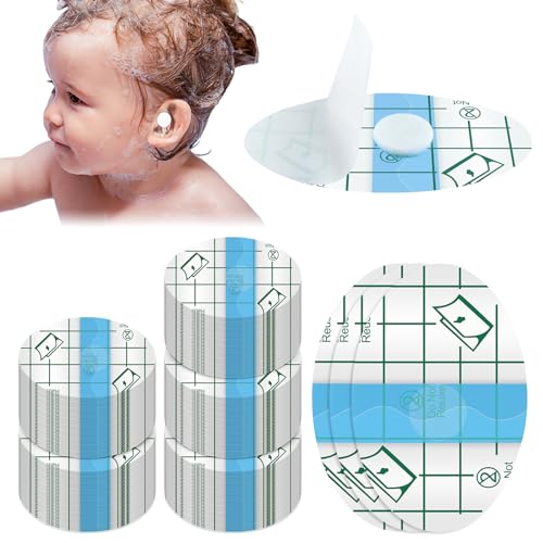Teling 300 Pcs Disposable Baby Ear Covers for Swimming Waterproof Baby Shower Ear Covers for Bath Protector Newborn Stickers Cotton Ball Bath for Kids Swimming Surfing Snorkeling Water Sport(Blue) - Image 1