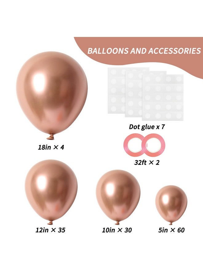 RUBFAC 129pcs Rose Gold Balloons Different Sizes 18 12 10 5 Inches, Latex Balloon Garland Arch Kit for Birthday Party Valentine's Day Baby Shower Graduation Wedding Holiday Decoration - Image 2