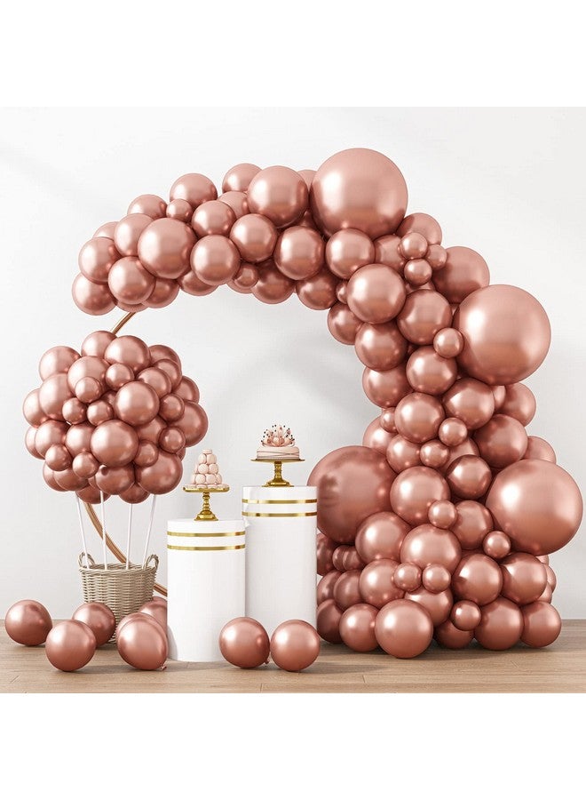 RUBFAC 129pcs Rose Gold Balloons Different Sizes 18 12 10 5 Inches, Latex Balloon Garland Arch Kit for Birthday Party Valentine's Day Baby Shower Graduation Wedding Holiday Decoration - Image 1