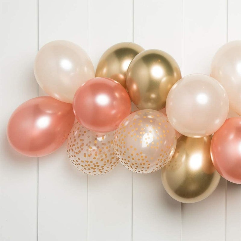 LAZYBEEE 50pcs Rose Gold Pink Balloons Set, 50 Pack 12 Inch Peach White Balloon with Rose Gold Confetti for Girls Birthday Party Bridal Shower Decorations - Image 5