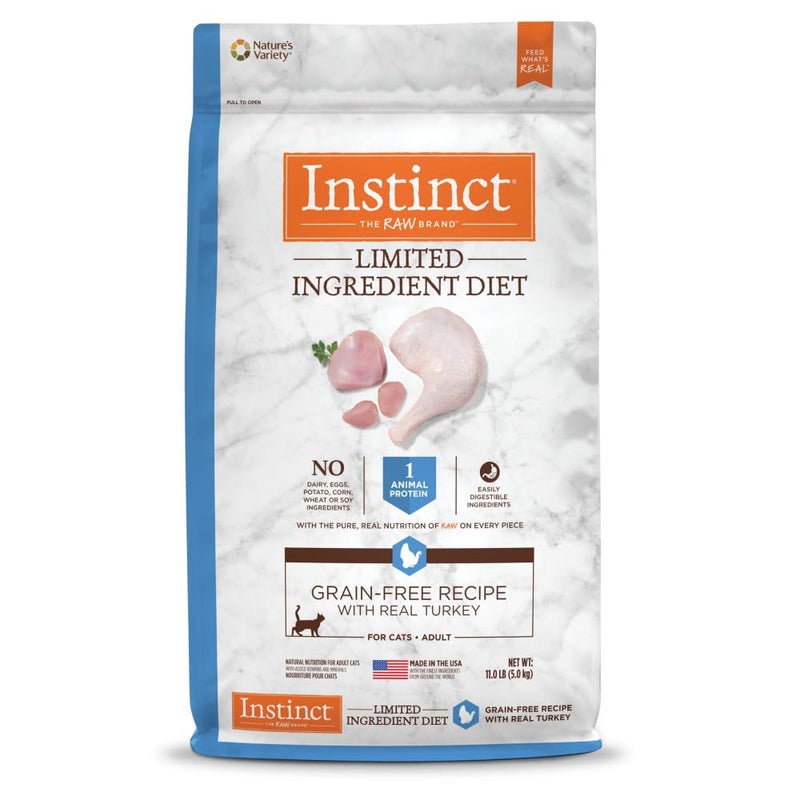 Instinct Limited Ingredient Diet, Natural Dry Cat Food, Grain Free Recipe - Real Turkey, 11 lb. Bag - Image 1