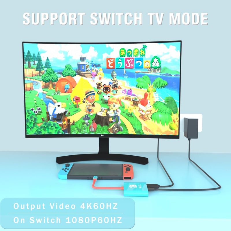pdobq Switch Dock for Nintendo Switch Docking Station,Portable Switch TV Dock Adapter Compatible Nintendo Switch/Switch OLED Support Switch TV Dock Mode with HDMI2.0, Replacement Travel Dock for Switch - Image 2