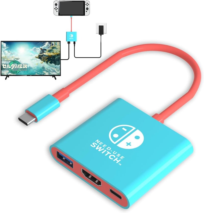 pdobq Switch Dock for Nintendo Switch Docking Station,Portable Switch TV Dock Adapter Compatible Nintendo Switch/Switch OLED Support Switch TV Dock Mode with HDMI2.0, Replacement Travel Dock for Switch - Image 1