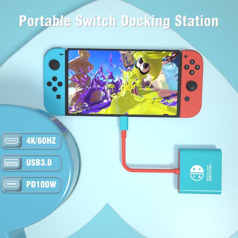 pdobq Switch Dock for Nintendo Switch Docking Station,Portable Switch TV Dock Adapter Compatible Nintendo Switch/Switch OLED Support Switch TV Dock Mode with HDMI2.0, Replacement Travel Dock for Switch - Image 5