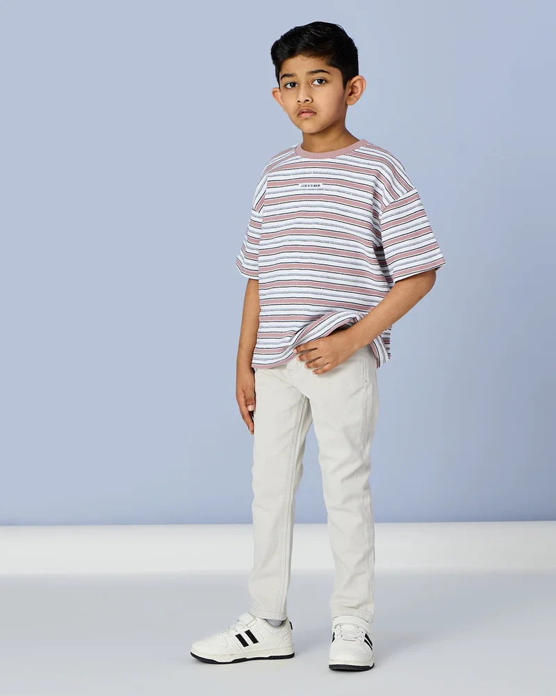 REDTAG Boys Grey 5 Pocket Colored Jeans