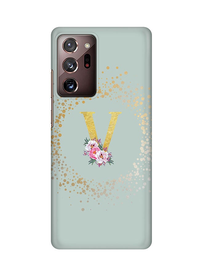Stylizedd Monogram Slim Cover for Samsung Galaxy Note 20 Ultra Case Custom Initials Letter Floral Pattern Snap Series Mobile Cover Matte Alphabet  - V (Light Green) - Image 1