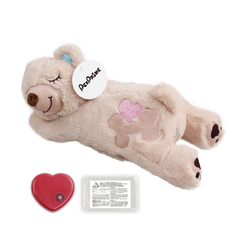 Pet Prime PetPrime Dog Plush Toy Heart Beat Puppy Plush Bear Toy with Warmer Bag Pet Soft Anxiety Puppy Relief Toy for Dogs Heart Beat Stuffed Animal Sleeping Buddy Anxiety Dog Toy - Image 2