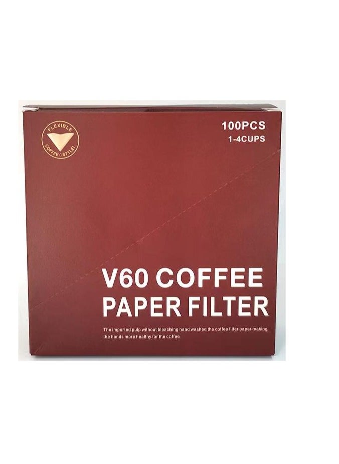 Generic - V60 coffee filter paper, V-shaped original wood pulp conical filter paper, 1-4 servings, hand brewed coffee filter paper, 100 sheets - Image 1